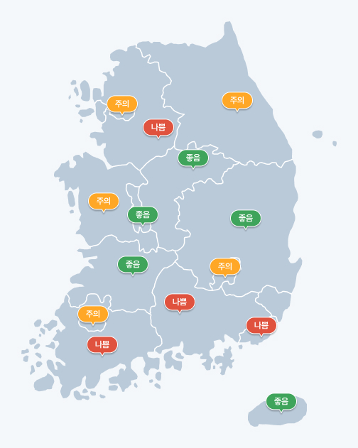 전국 모기 밀도 현황 지도